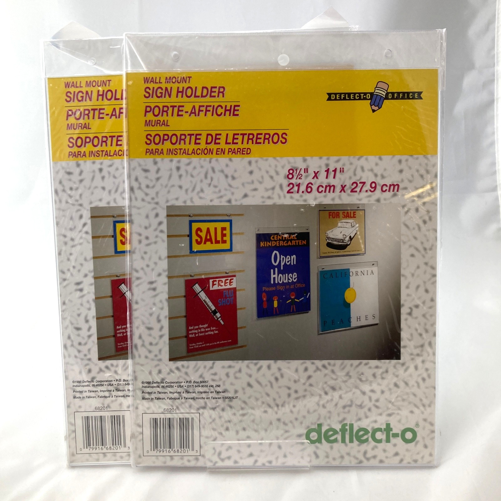Deflect-o Office Wall Mount Sign Holder 8.5 X 11 Inches NOS Lot Of 2