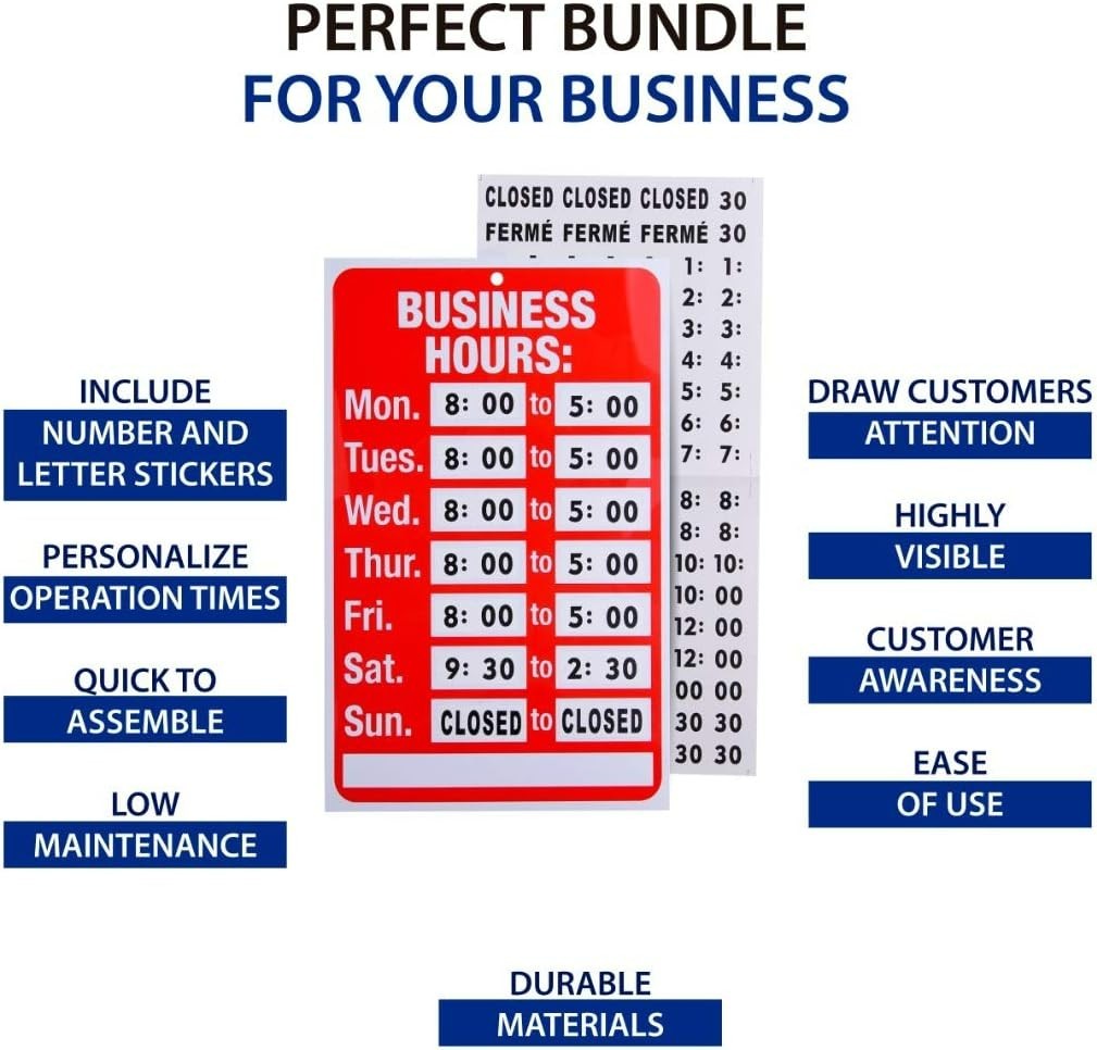 Customizable Open Closed Business Hours Sign Bundle with Suction Cups – 4 Pieces