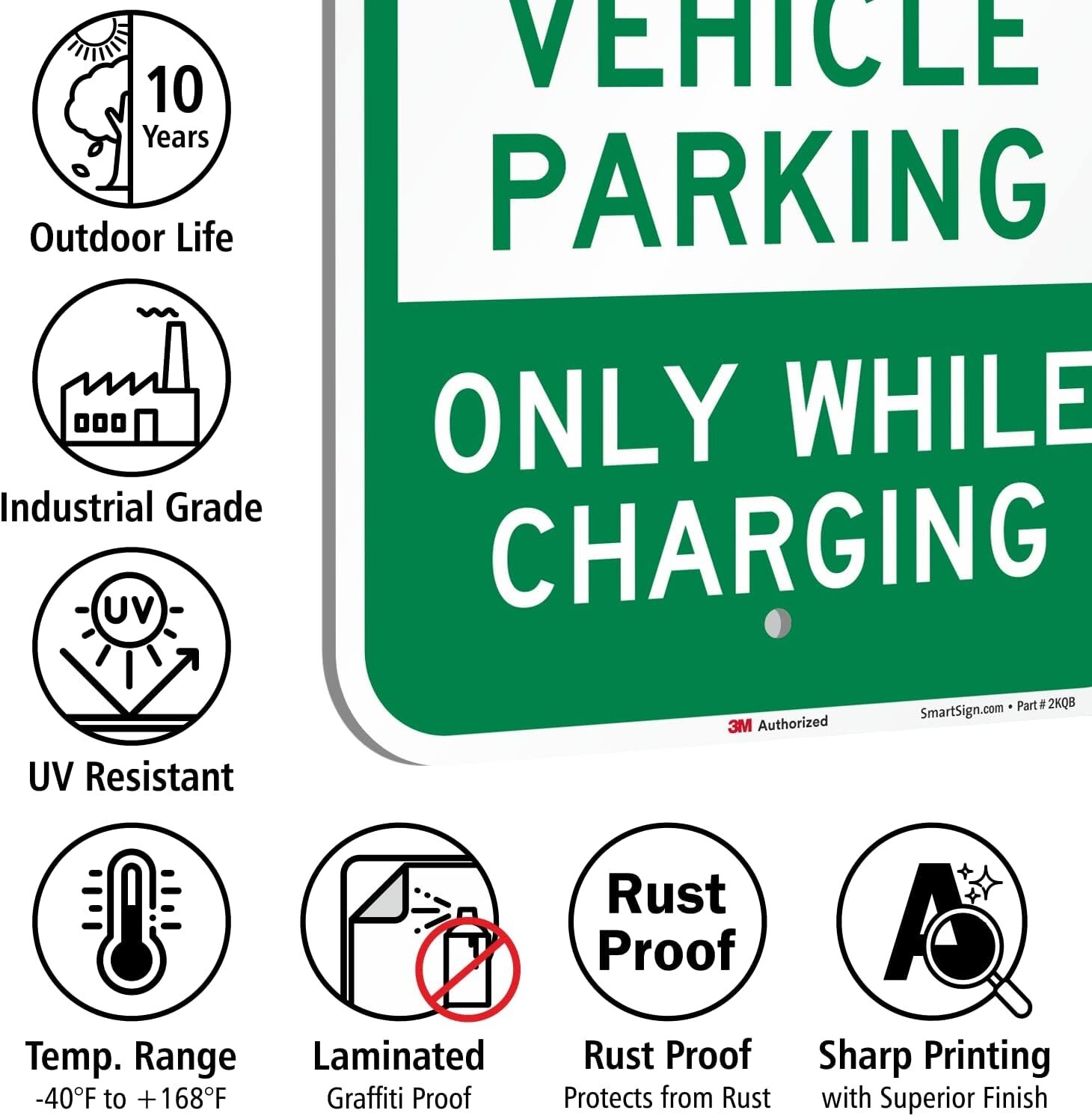 18 x 12 inch Electric Vehicle EV Parking – Only While Charging Metal Street Sign