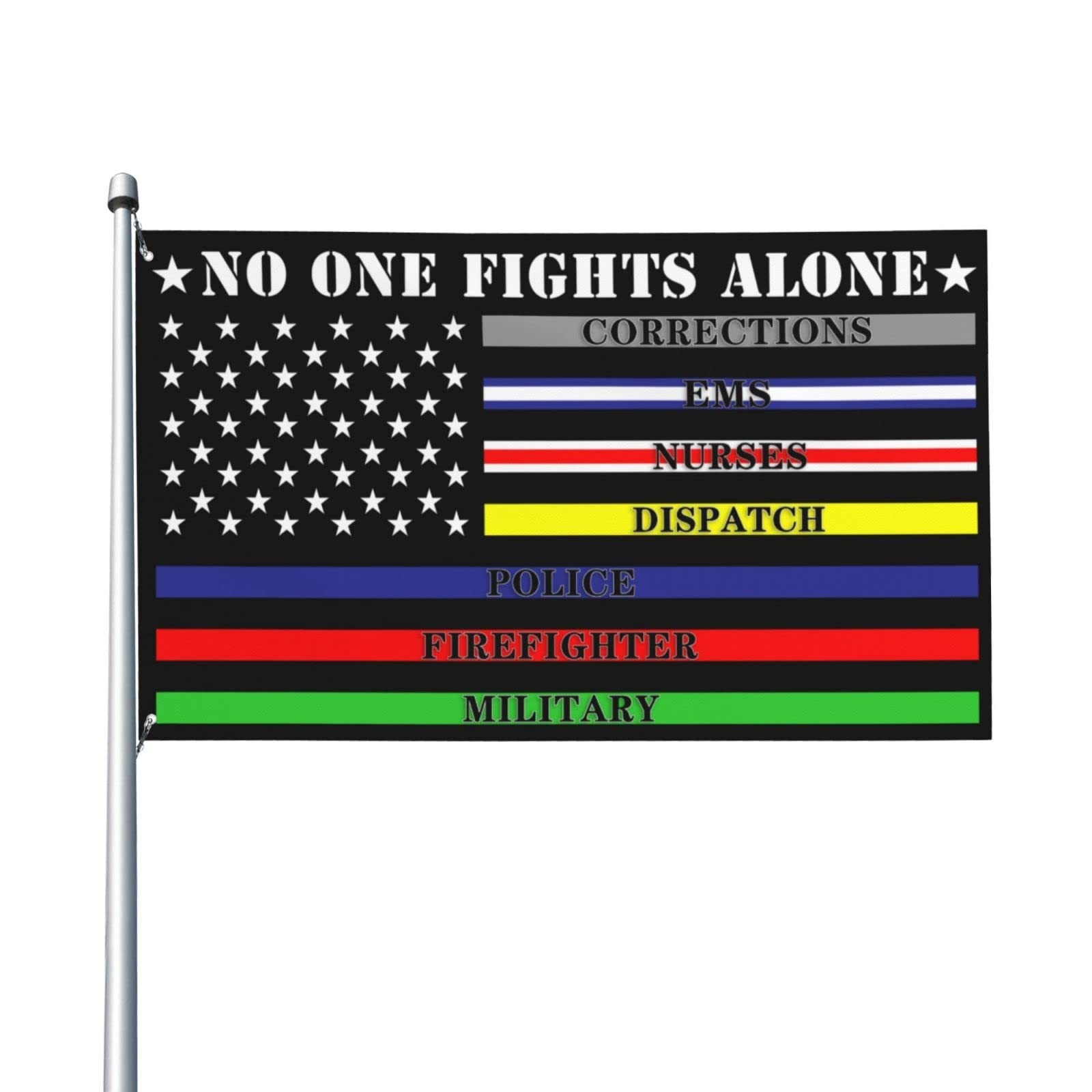 No One Fights Alone Multi Thin Line First Responder Flag 3×5 ft Banner Indoor…