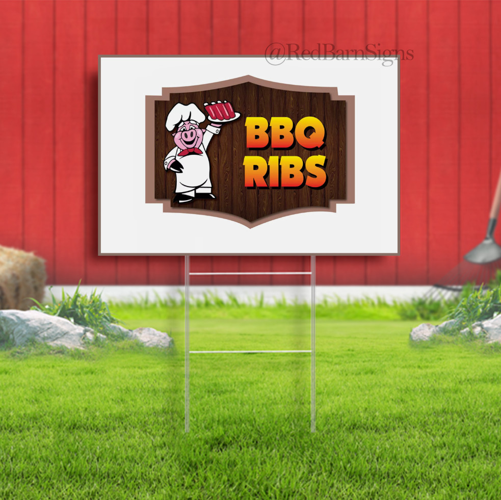 Food Truck Bbq Ribs Restaurant & Food Concession Yard Sign