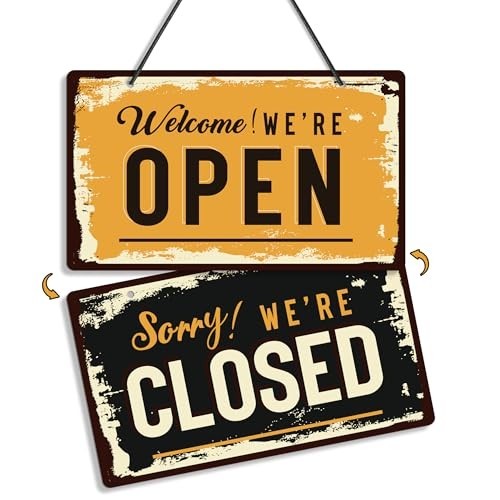 Open Closed Sign 10×5.9 Inch Waterproof PVC Double Sided Hanging Store Retail