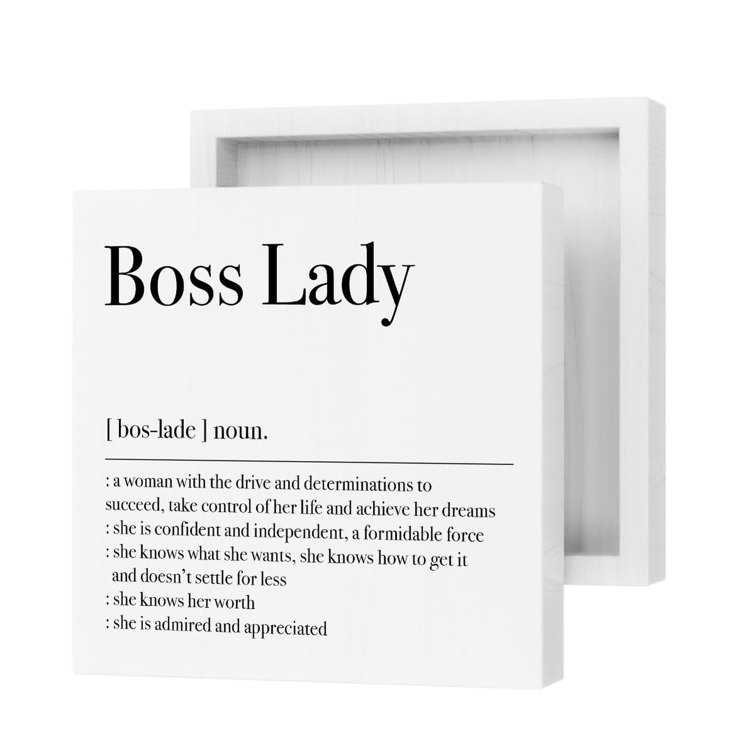 Motivational Boss Lady Gifts for Women Decorative Wooden Box Sign Boss Lady D…