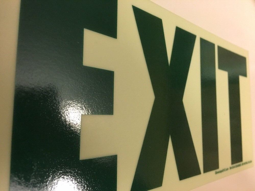PHOTOLUMINES EXIT DOOR EGRESS SIGN. ALUMINUM 4 3/4 -9 1/2” GS4688ES GLOWSCAPE