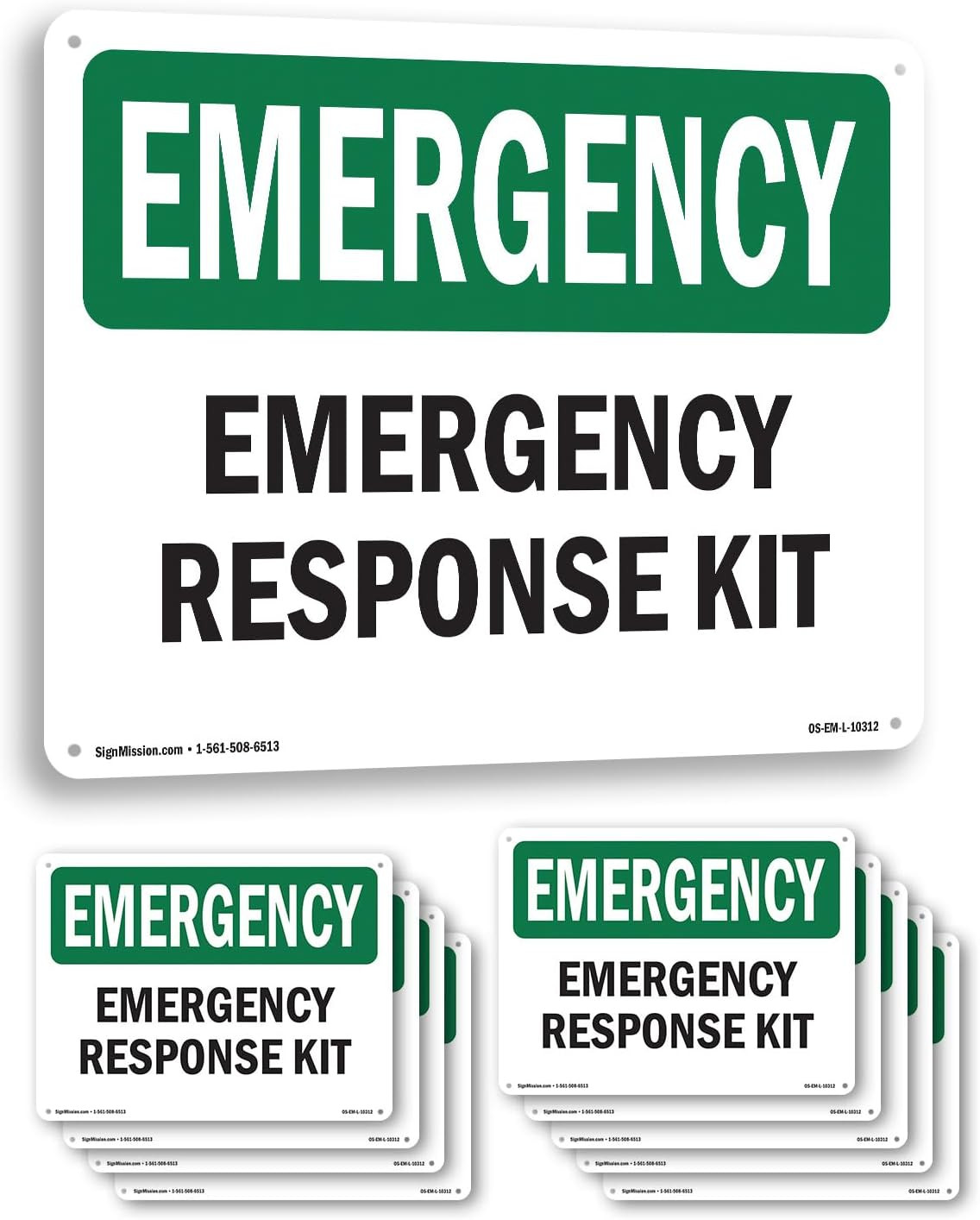 Response Kit OSHA Emergency Rigid Plastic Sign 18 Inch X 12 Inch – 10 Pack