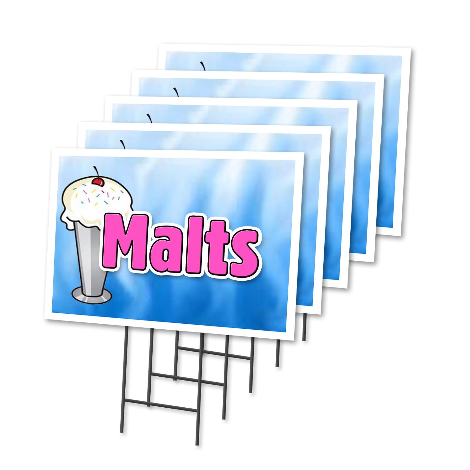 MALTS 5 Pack of 12&Prime; x 16&Prime; Yard Sign & Stake | Advertise Your Business | Stake…