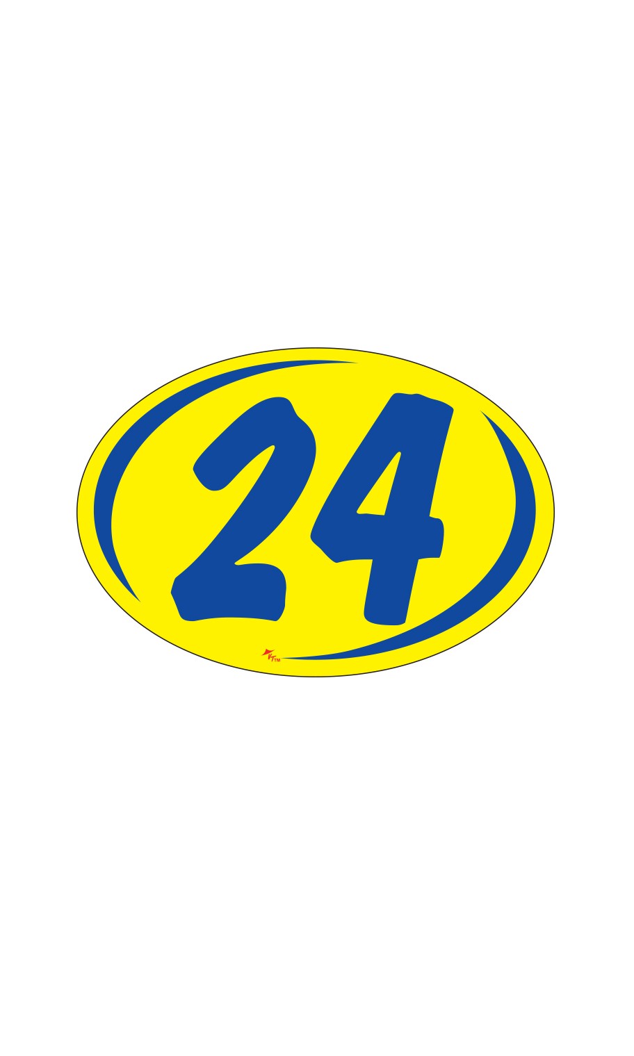 SSWBasics Oval 2-Digit Year Stickers – Blue/Yellow – « 24 » – Pack of 12
