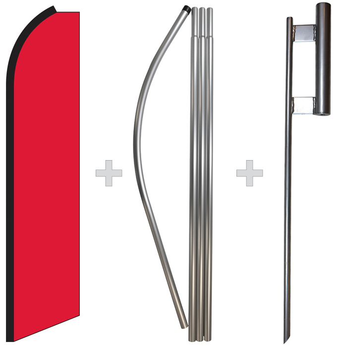 Solid Red 15&prime; Tall Swooper Flag & Pole Kit Feather Super Bow Banner