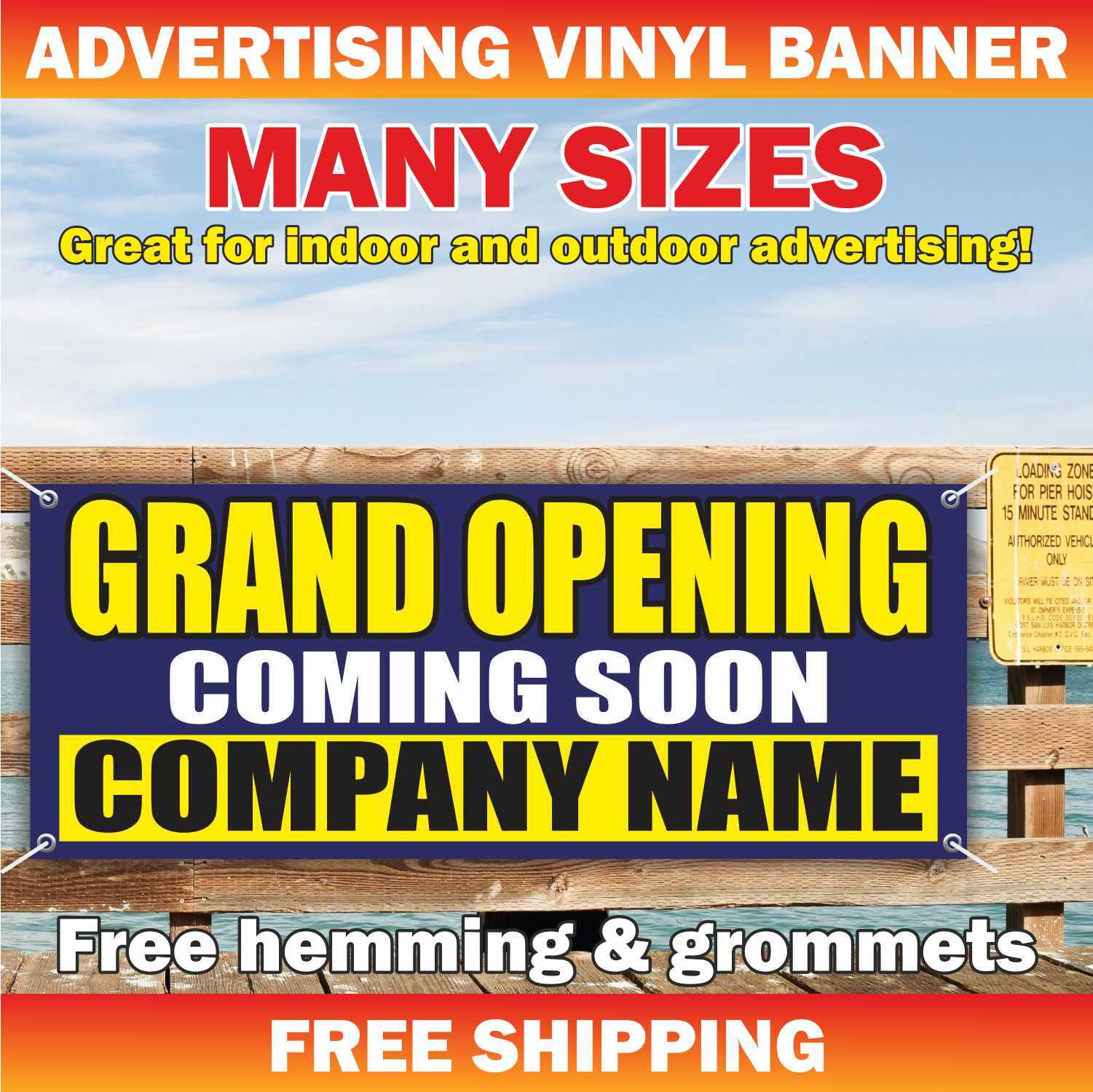 GRAND OPENING Advertising Banner Vinyl Mesh Sign COMING SOON COMPANY NAME open
