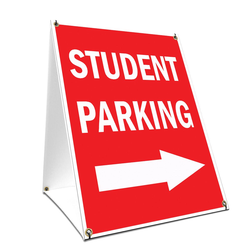 A-frame Sidewalk Student Parking With Arrow Sign With Graphics On Each Side