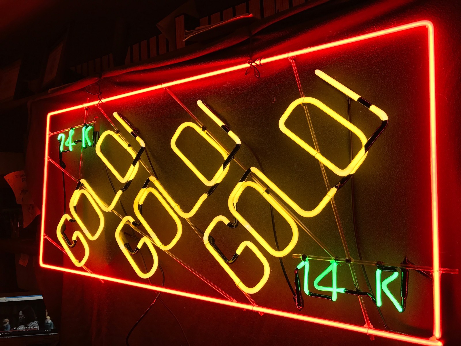 Buy Sell Scrap gold diamond pawnshop jewelry store sign 14K GOLD large neon sign