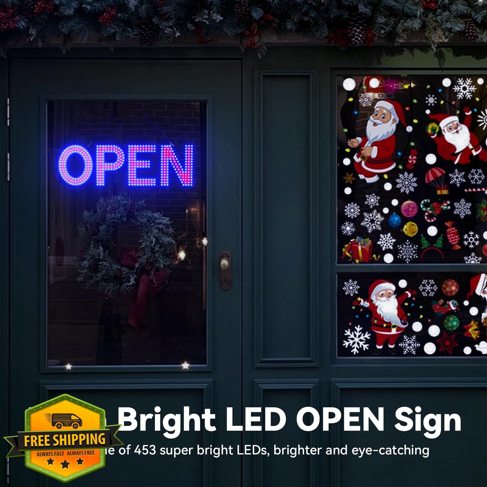 Thirdpolite LED Open Sign Red Blue 22&Prime;x7&Prime;