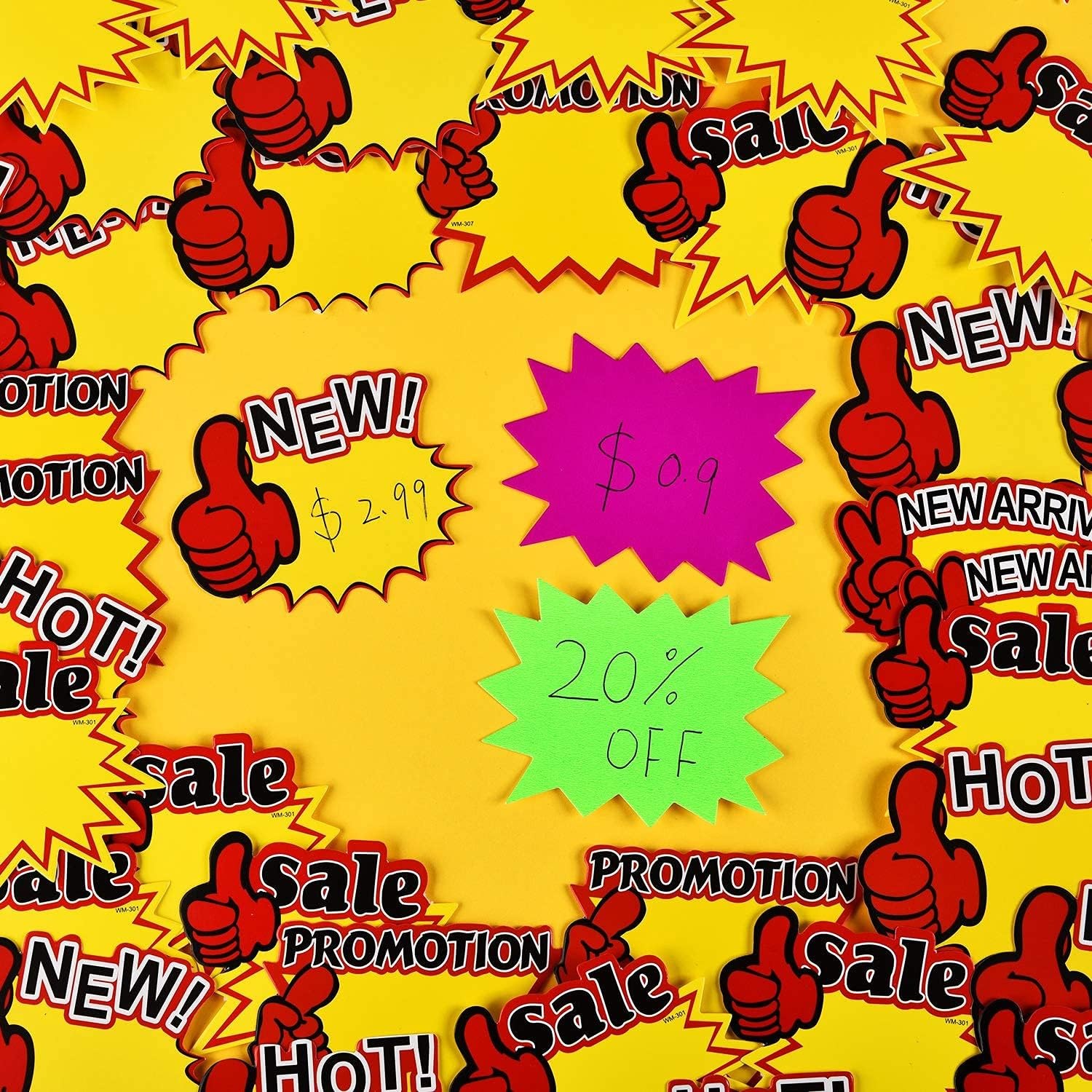 500 Pieces Burst Signs Fluorescent Blank Star Shape Retail Sale Tags Burst Paper