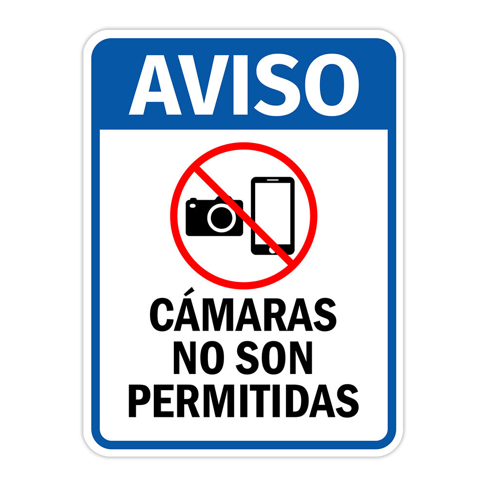Portrait Round Plus Aviso Cámaras No Son Permitidas Wall or Door Sign
