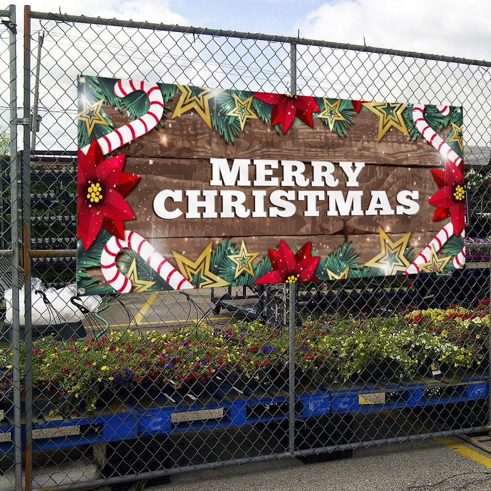 Vinyl Banner Multiple Sizes Merry Christmas Business B Holidays and Occasions