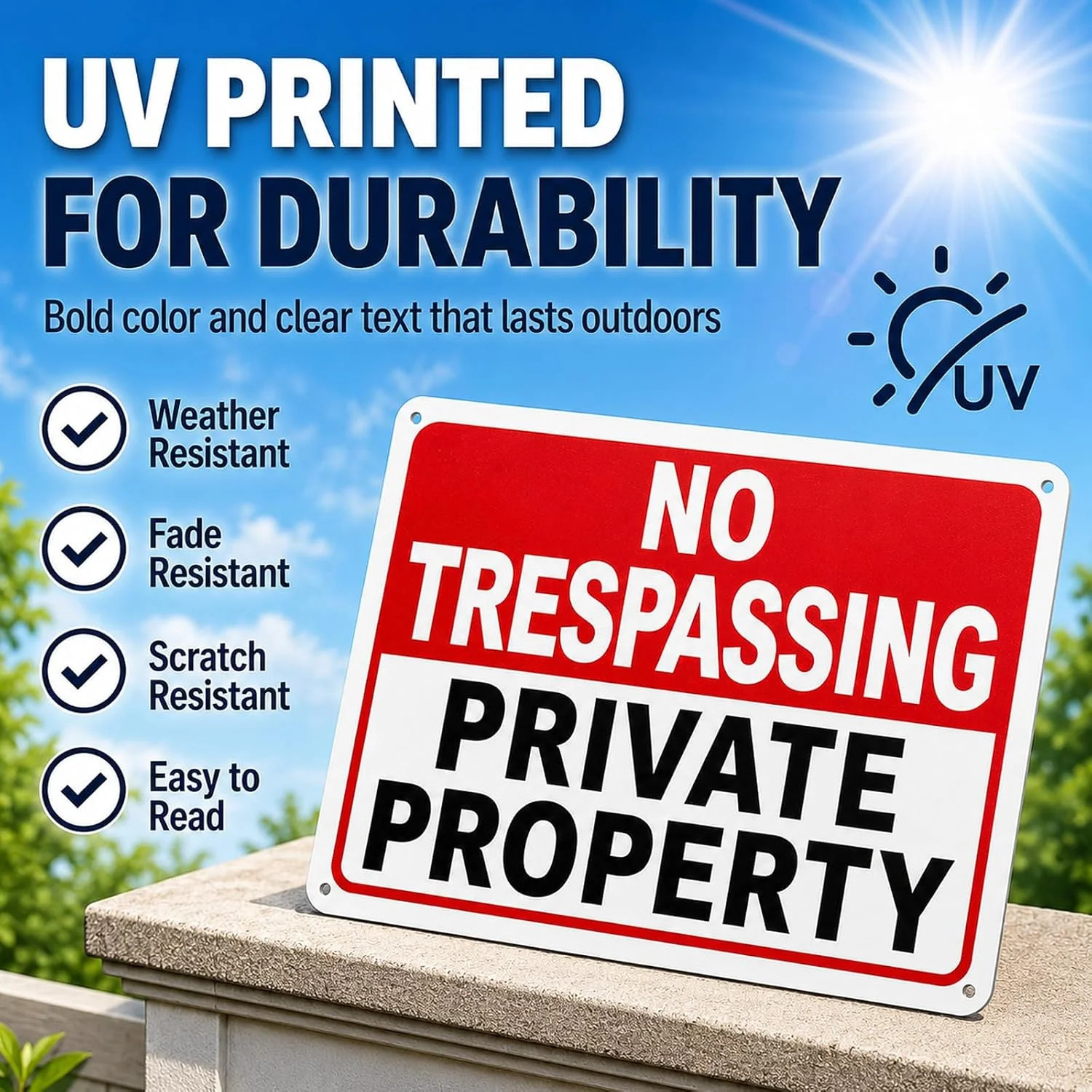 2 Pack No Trespassing Signs Private Property – 10×7 Inch 40 Mil Rust Free Alumin