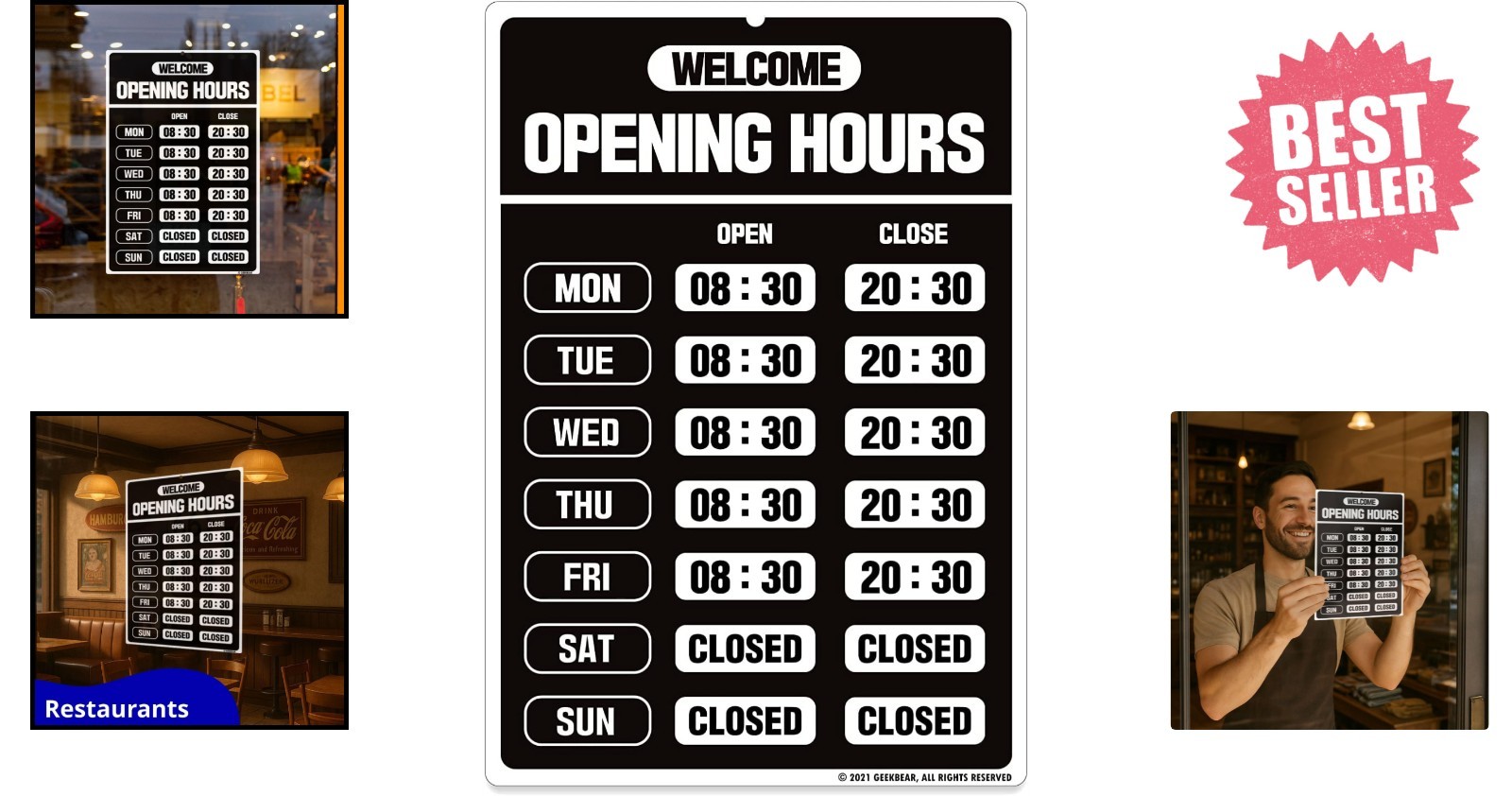 Weatherproof Colorful Business Hours Sign – Customizable & Durable 7.9&Prime; x 11.9&Prime;