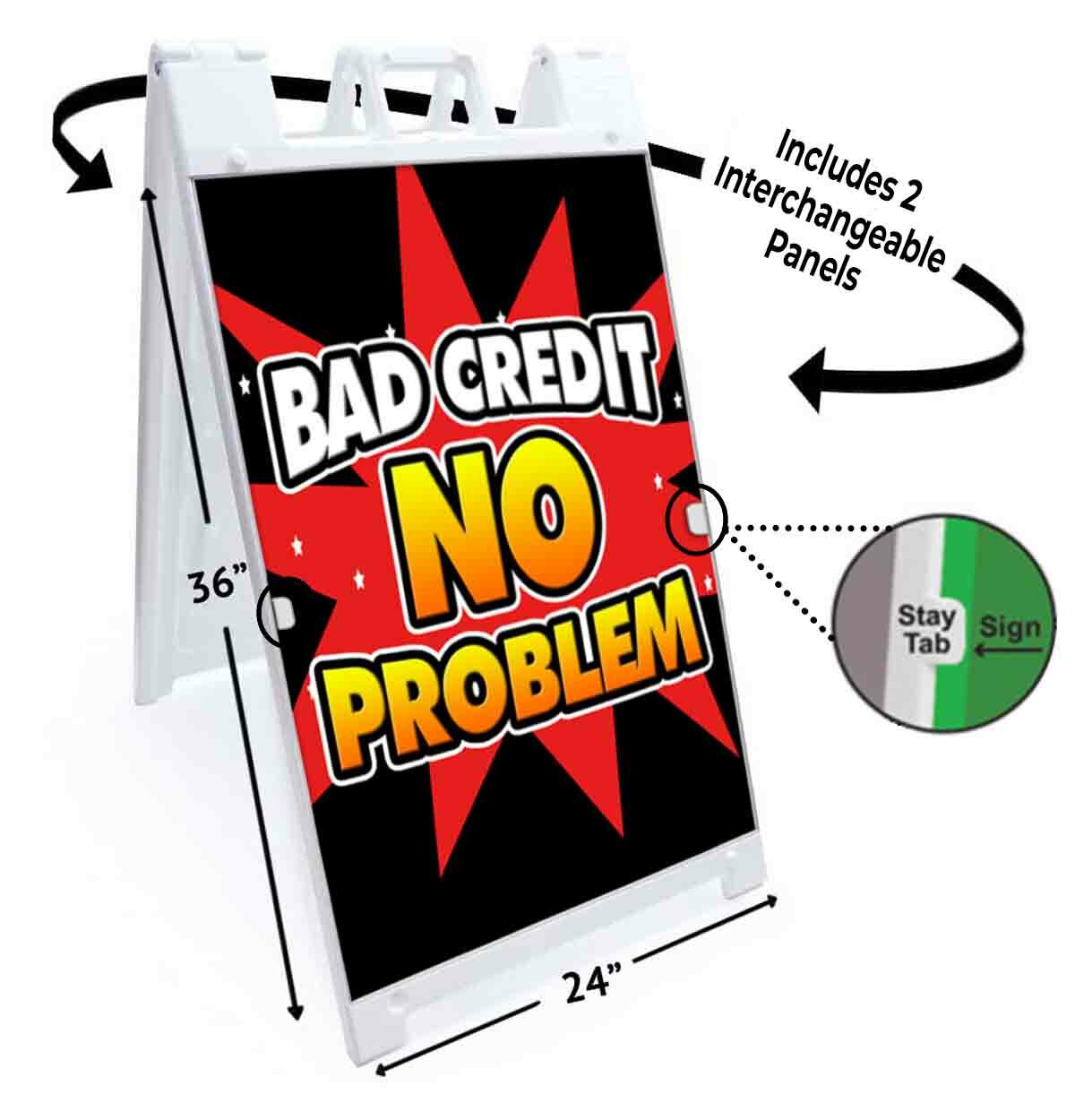 BAD CREDIT NO PROBLEM Signicade 24×36 A Frame Plastic Sidewalk Sign AUTO FINANCE