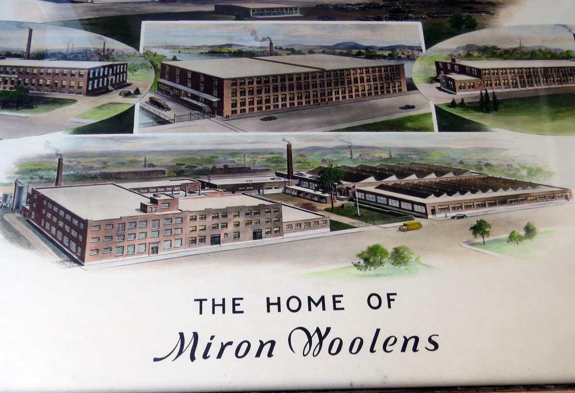 Miron Woolens Lithographed Plant Montage Clinton, MA Point-of-Purchase Display
