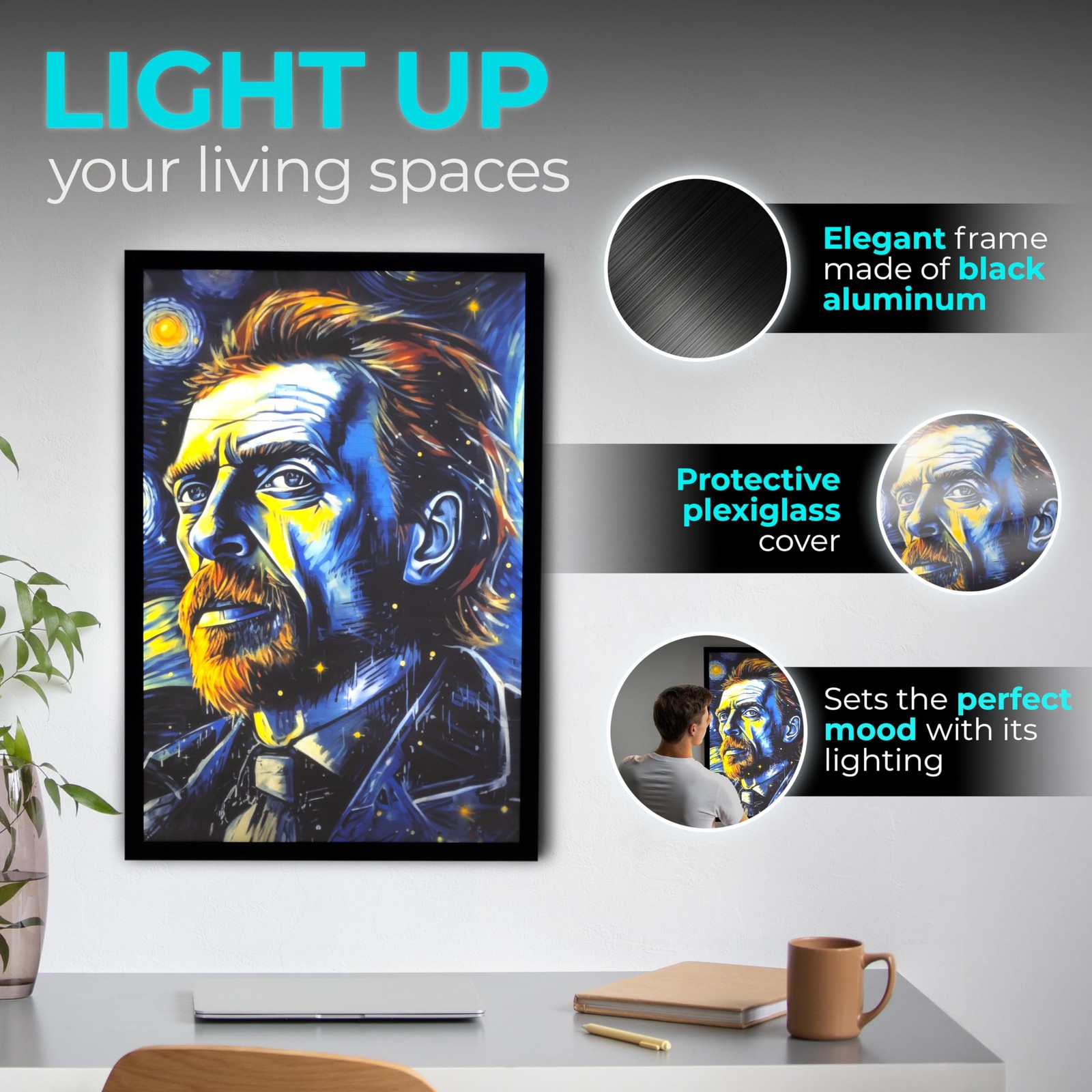 NexaFrame LED Backlit Movie Poster Frame – 24 x 36 Black Cinema Box for Poste…