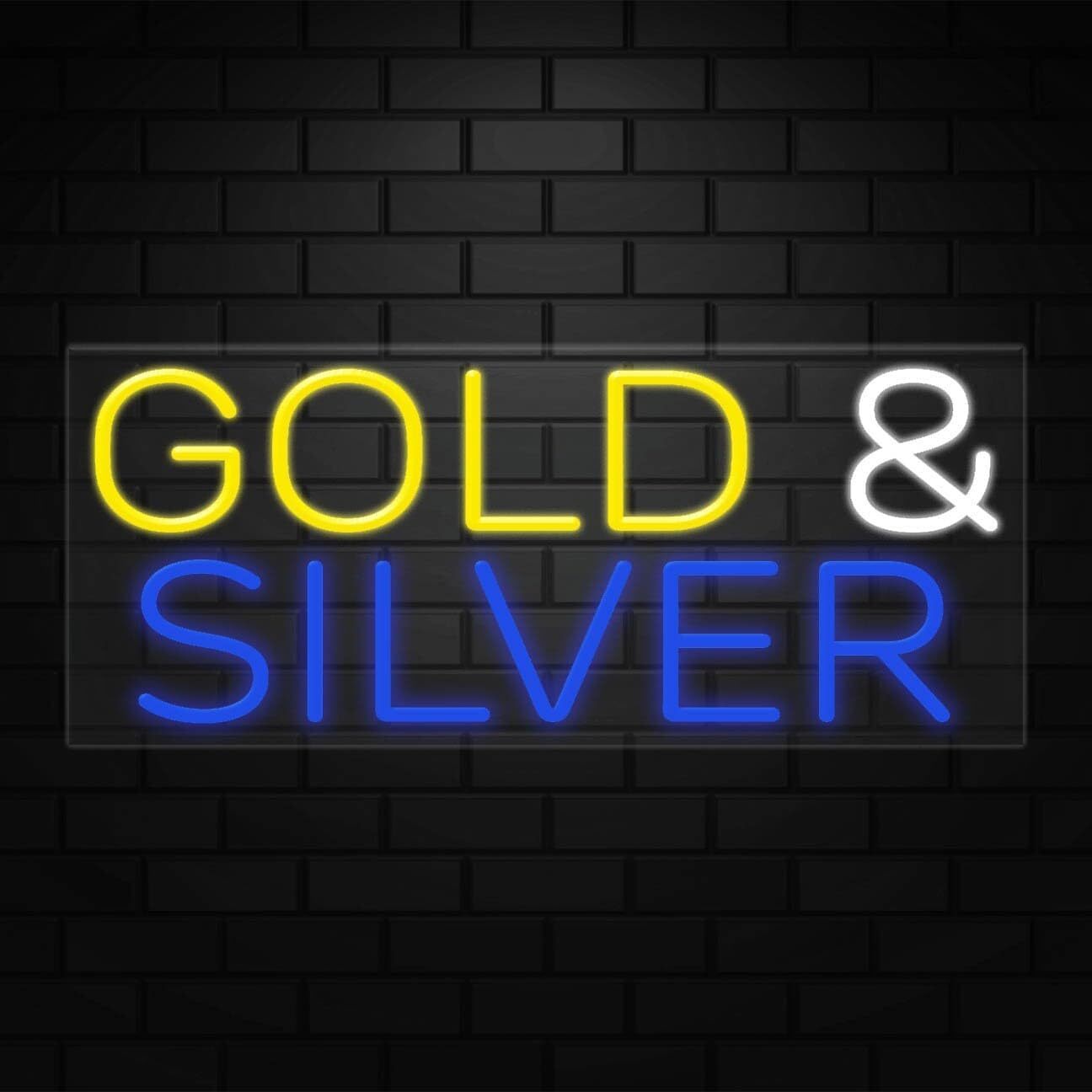 Gold & Silver Sign for Business Displays | LED Flex Neon | 32&Prime;W x 13&Prime;H x 1&Prime;D