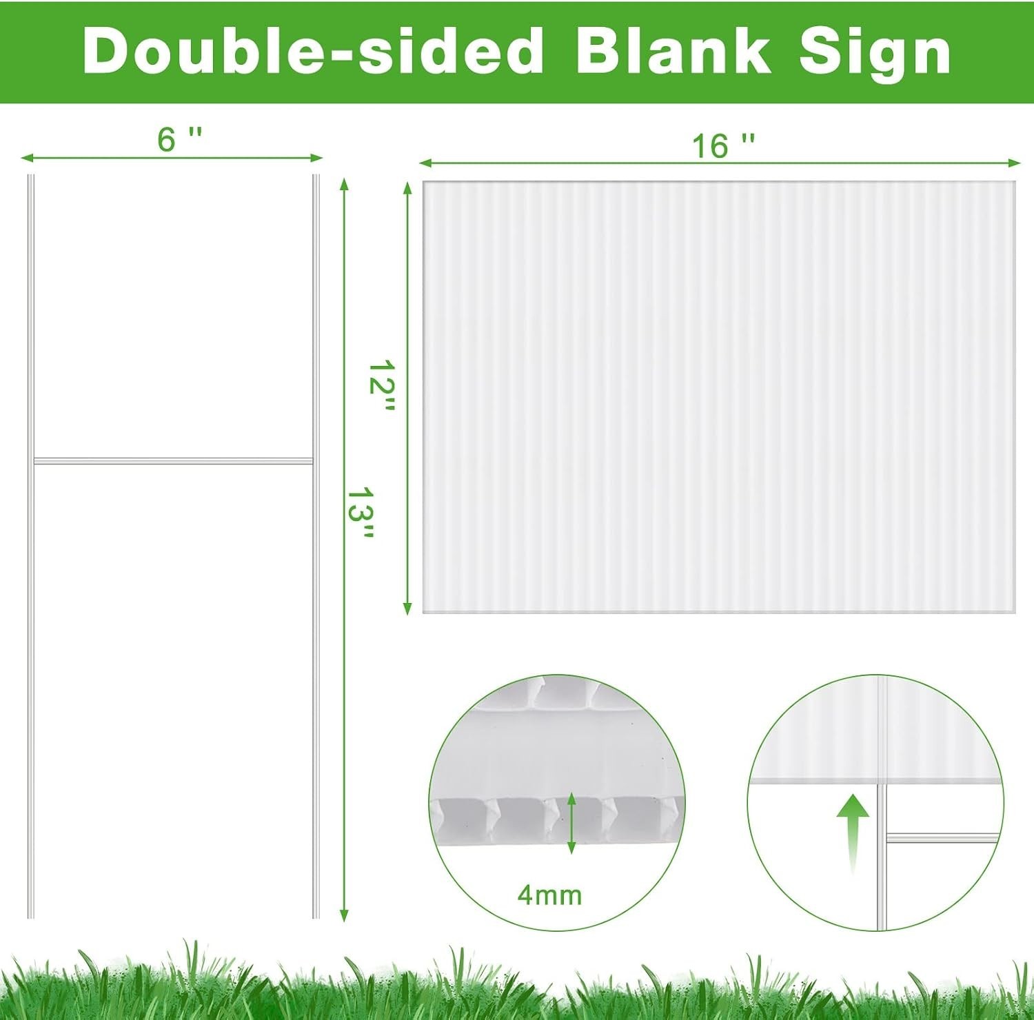 20 Pack Yard Signs with Stakes 16×12 Inch Double Sided Corrugated Plastic for…