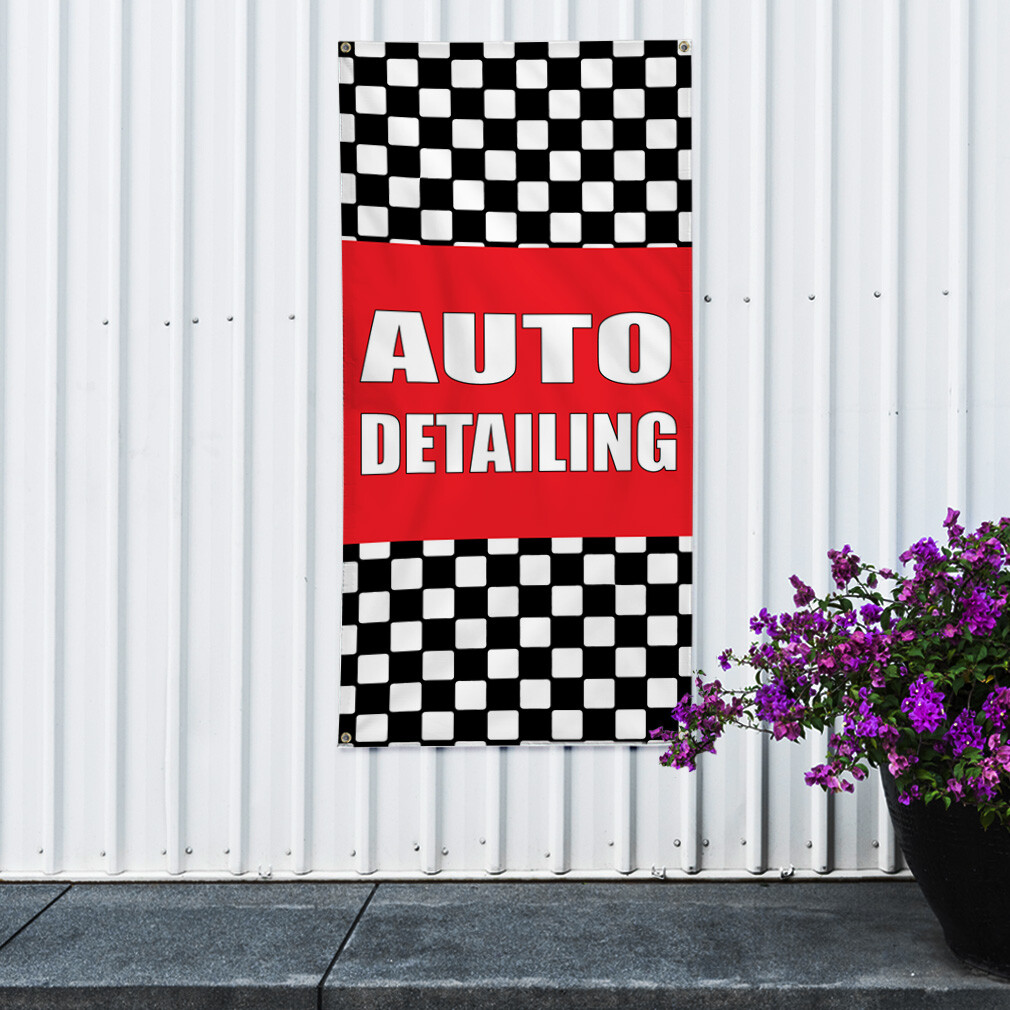 Vertical Vinyl Banner Multiple Sizes Auto Detailing Auto Body Shop Car Repair G