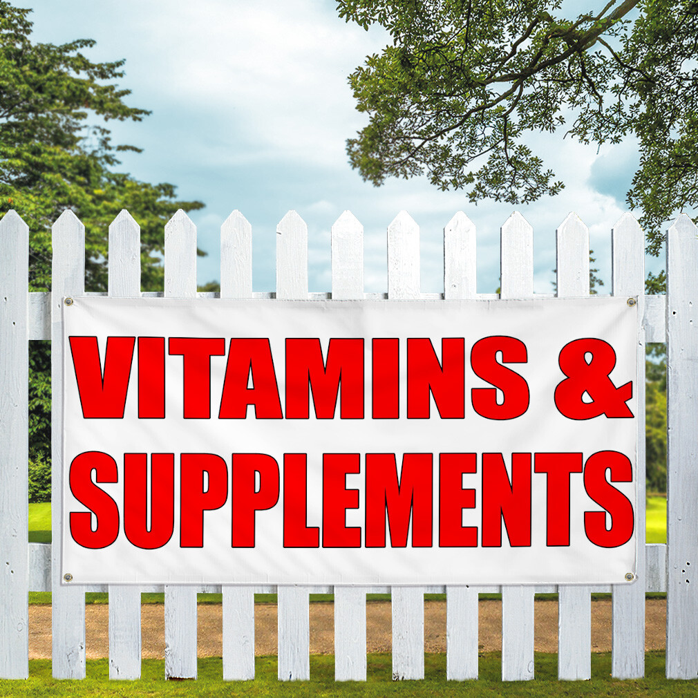 Vinyl Banner Multiple Sizes Vitamins and Supplements Business Pharmacies Outdoor
