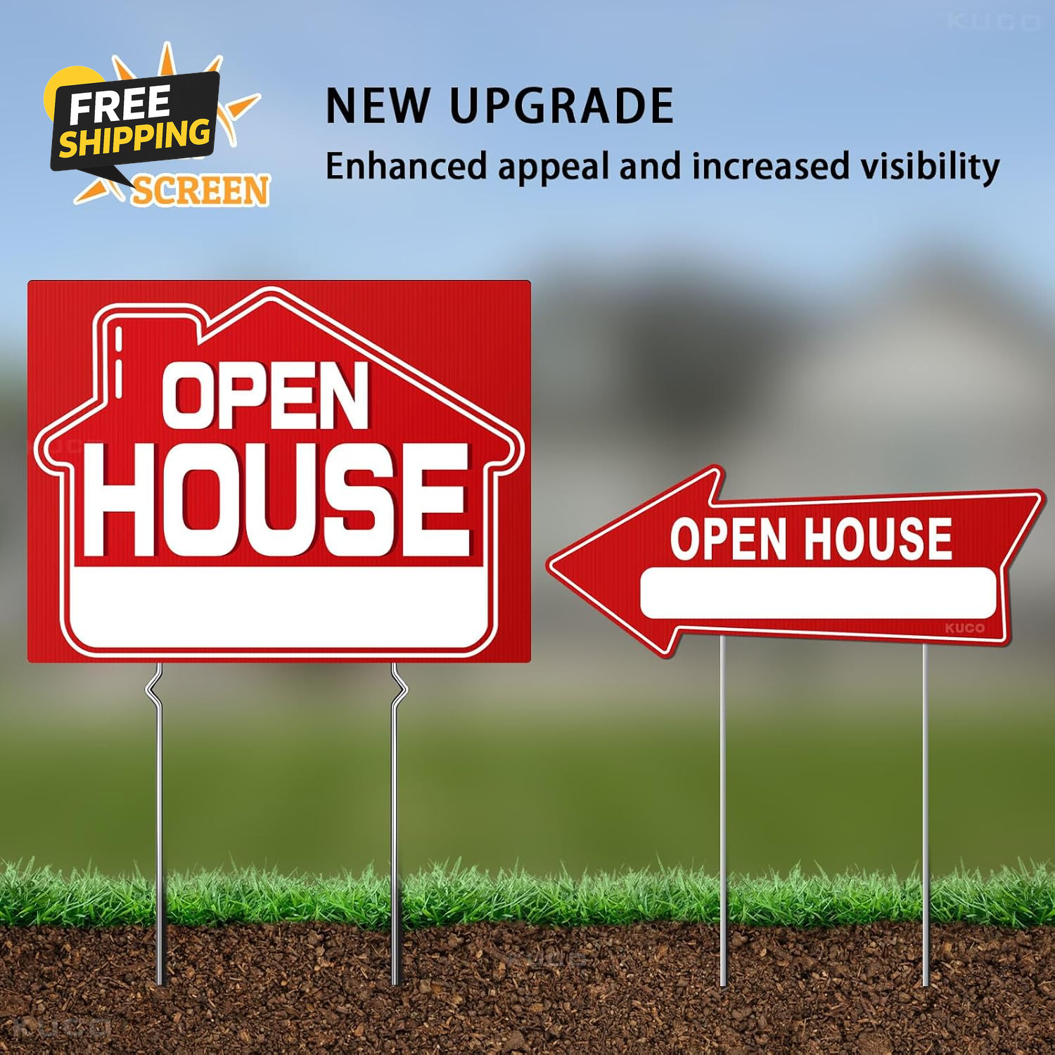 45PCS Open House Signs Kit Flag Arrows Stakes Balloons Real Estate Supplies
