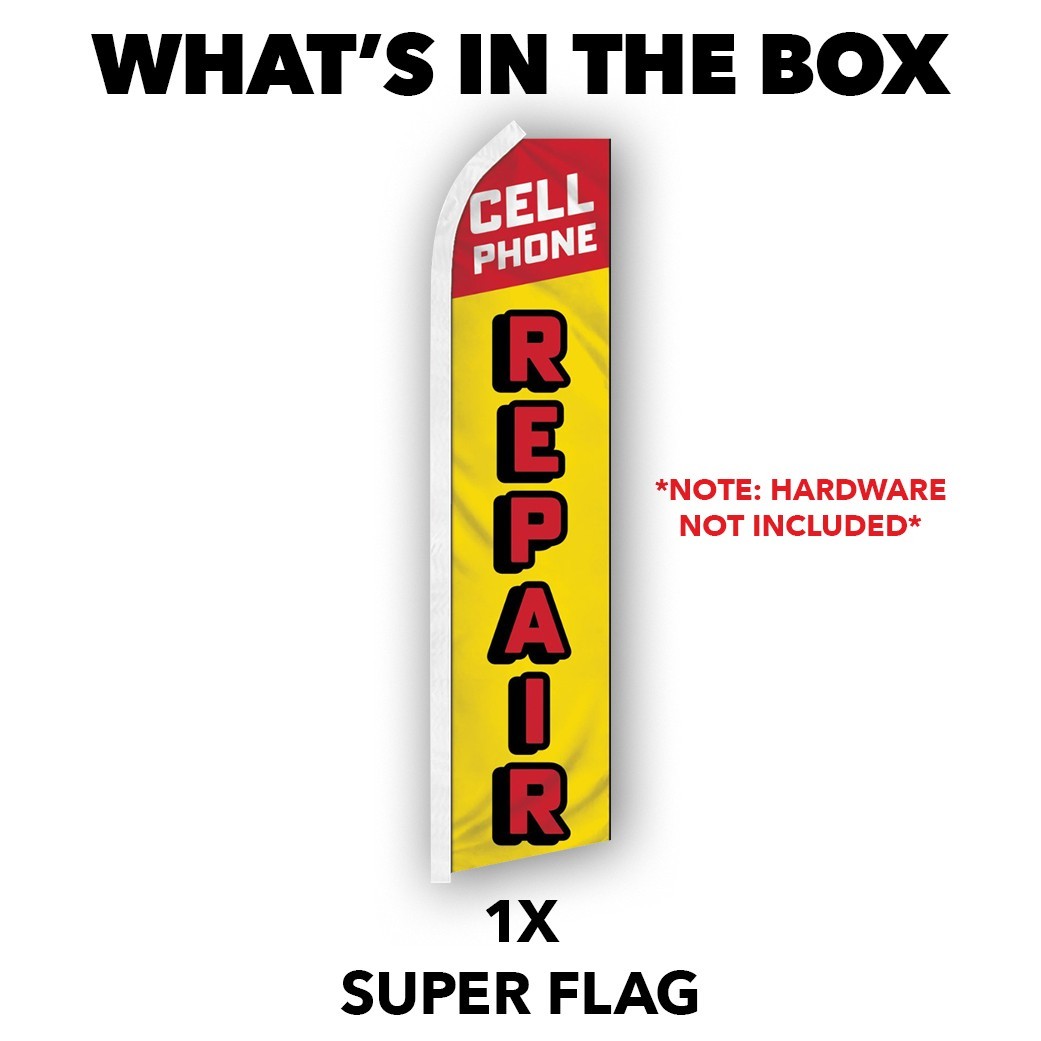 Cell Phone Repair Advertising Swooper Feather Flutter Flag YW/RD
