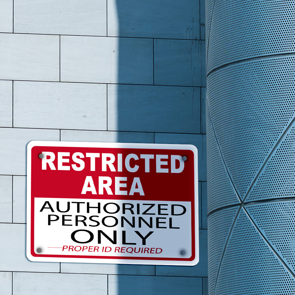 Aluminum Horizontal Metal Sign Red Restricted Access Weatherproof Street Signage