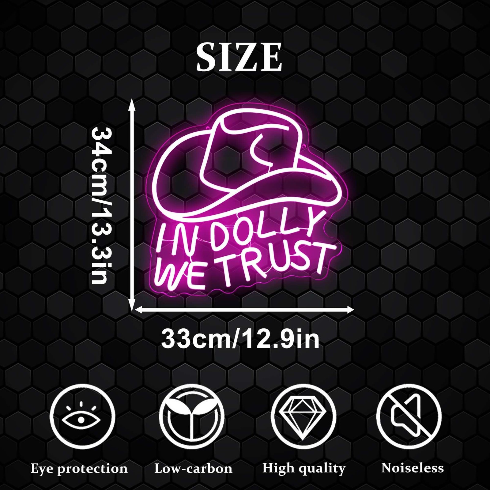 In Dolly We Trust Neon Sign, Pink Cowgirl Hat LED Signs, Country Retro Style …