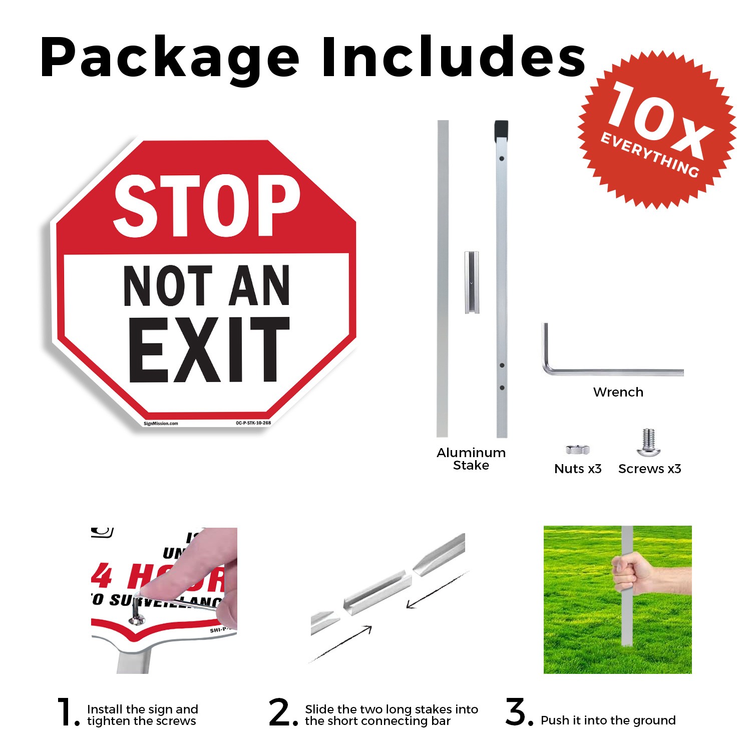 Stop Not an Exit Octagon Sign With Stake Weather Resistant UV Protected