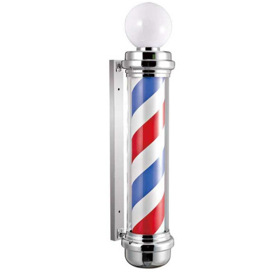 Barber Shop Pole Sign LED Light 34&Prime; Rotating Stripes Hair Salon Wall Mounted