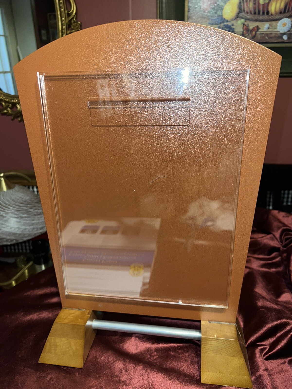 2 SIDED Acrylic Display SIGN Transparent Countertop Metal, Wood Heavy!