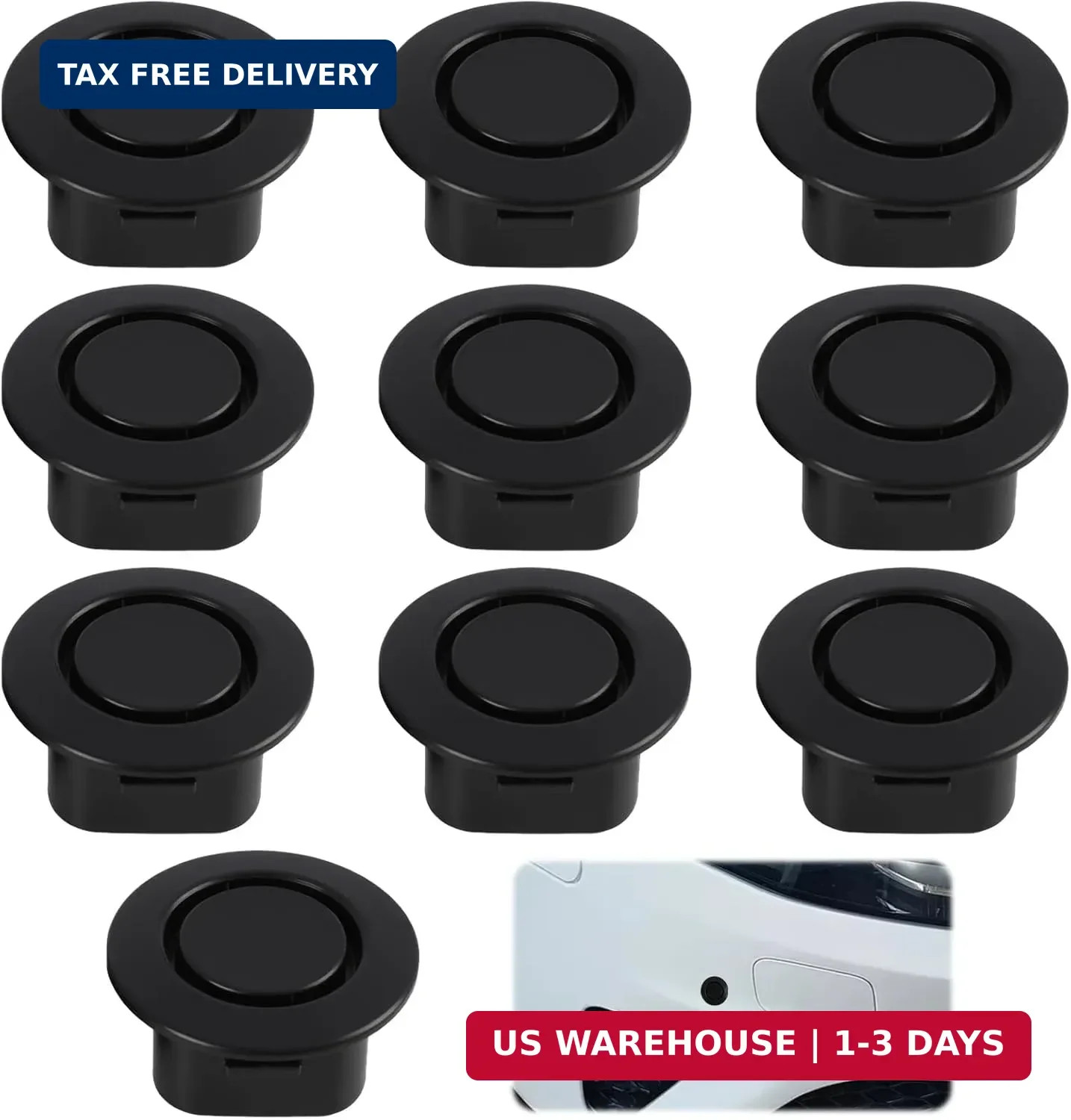 10 Pcs Car Bumper Hole Plugs, 22mm Universal Parking Sensor Delete Caps, Nylon A