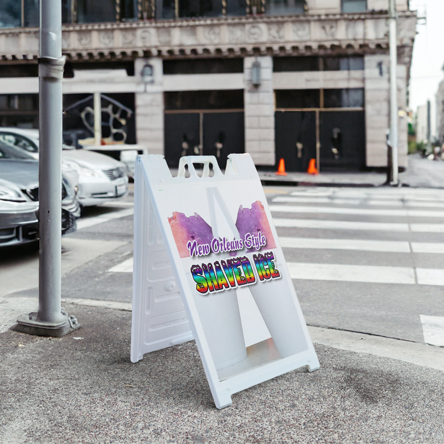 A-frame Sidewalk New Orleans Style Shaved Ice 24&Prime; x 36&Prime; Double Sided A-Frame Sid