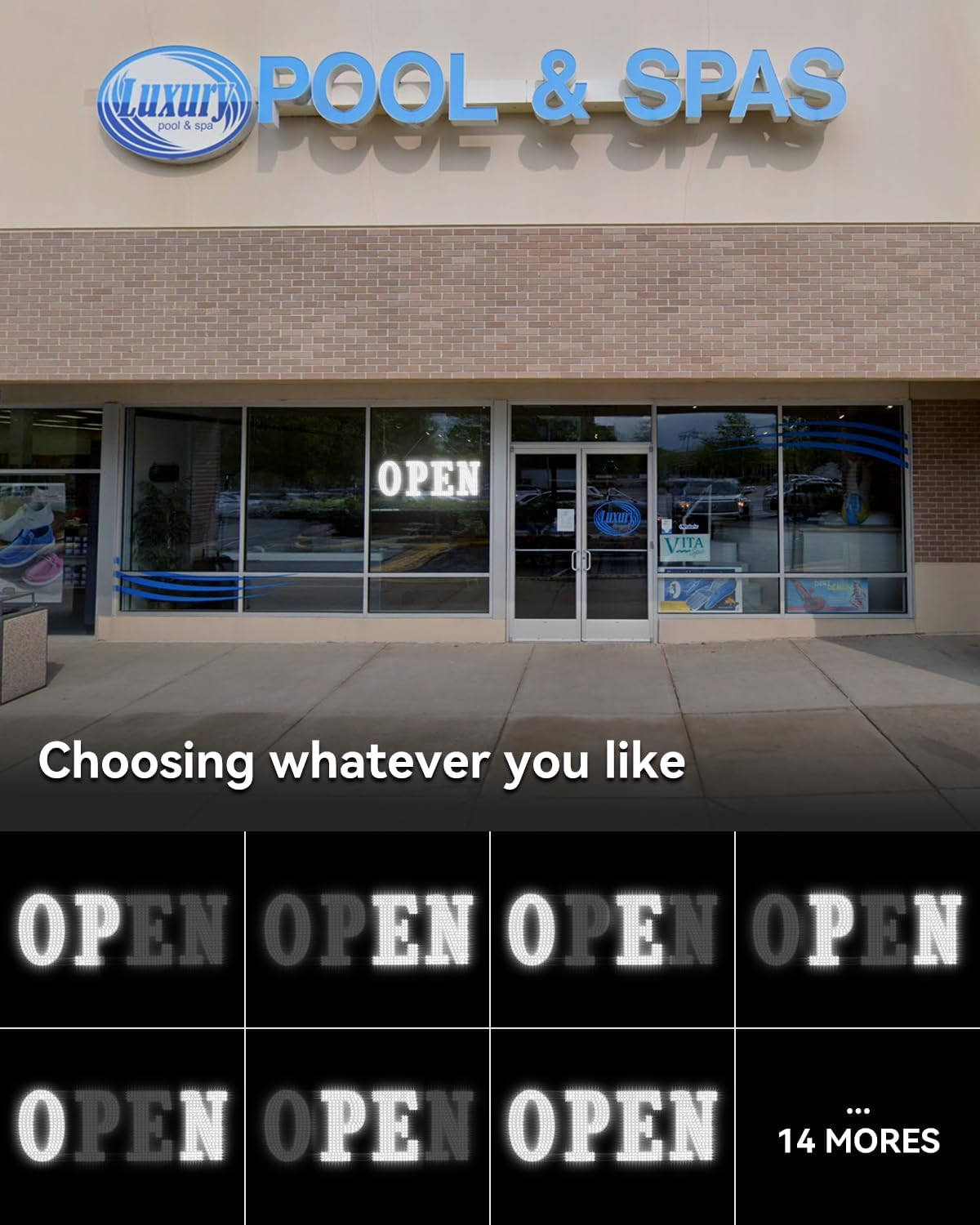 Jumbo 40&Prime;x14&Prime; LED Open Sign with Timer & Remote for Storefronts & Cafes