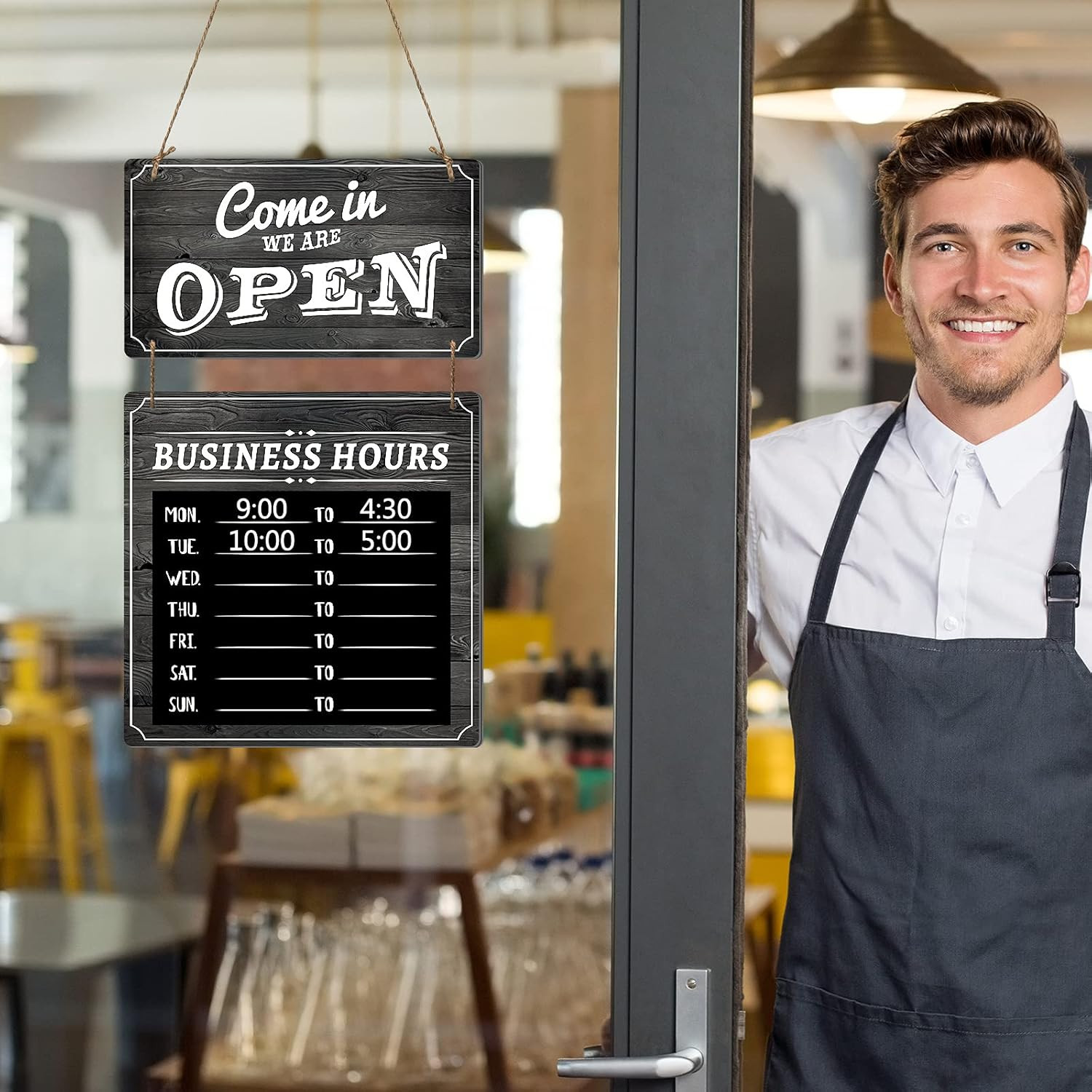 Business Hours Sign Store Hours Sign Hanging Open and Closed Signal Double Sided