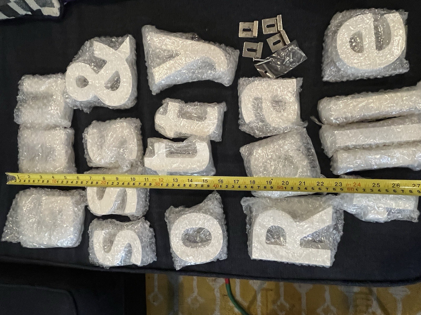 White 3D Marquee Graphic Sign Letters/Symbols Set with some of Mounting Hardware
