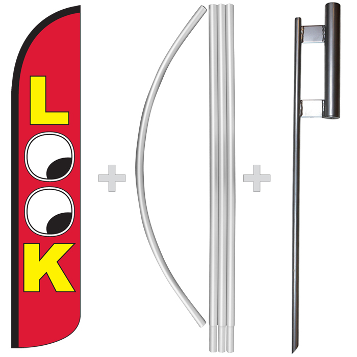 LOOK 15&prime; Tall Windless Swooper Feather Banner Flag & Pole Kit