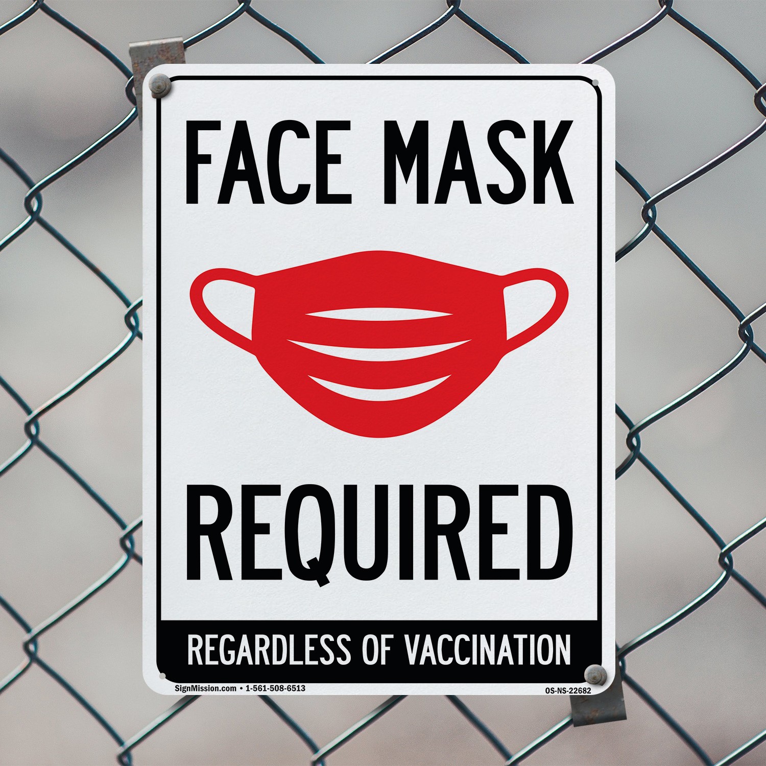 Face Mask Required Public Safety Sign Metal, Plastic, Or Decal – 5 or 10 Pack