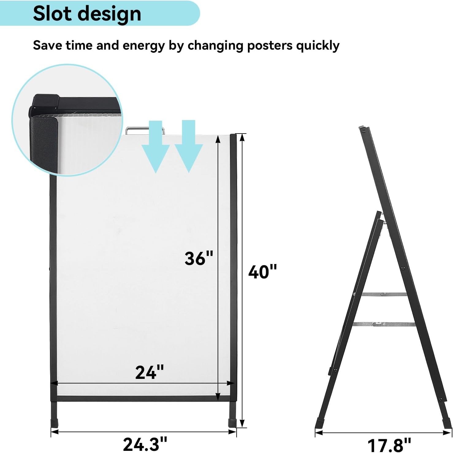 A Frame Sign Heavy-Duty 24×36 Inch Sandwich Board inches, Black