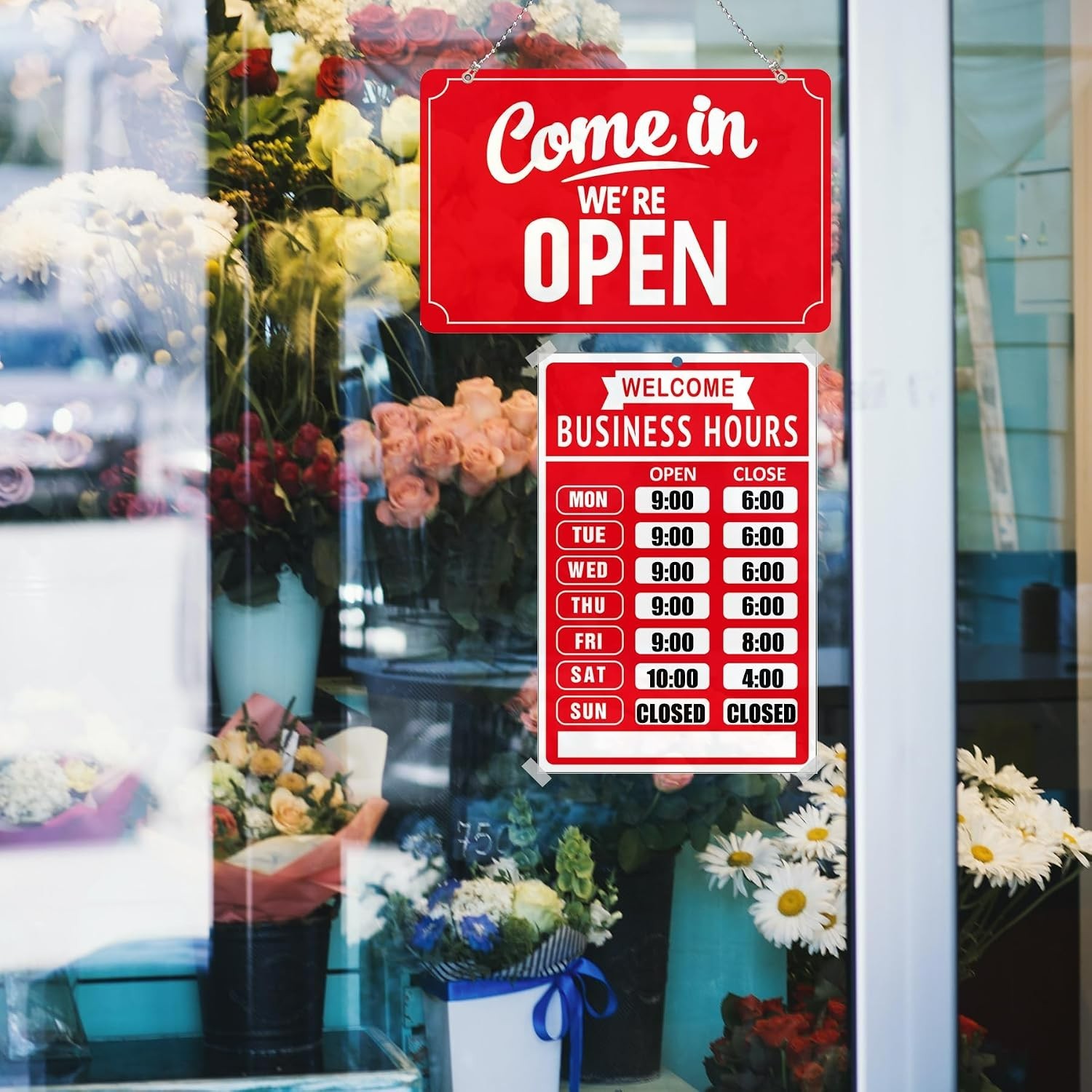 Versatile Open Closed Flip Sign Set with Business Hours – Ideal for Restaurants