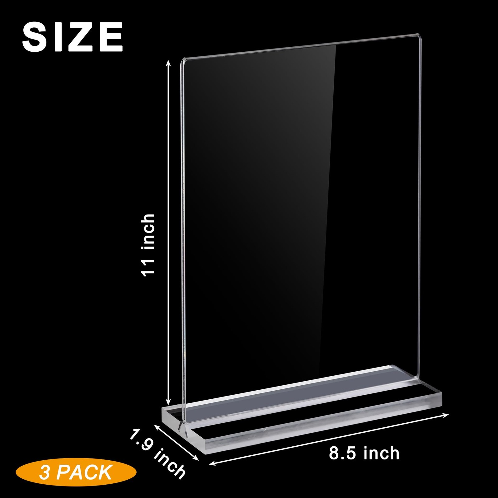 Hoewina Acrylic Sign Holder 8.5 x 11 Inch 3 Pack, Clear Display
