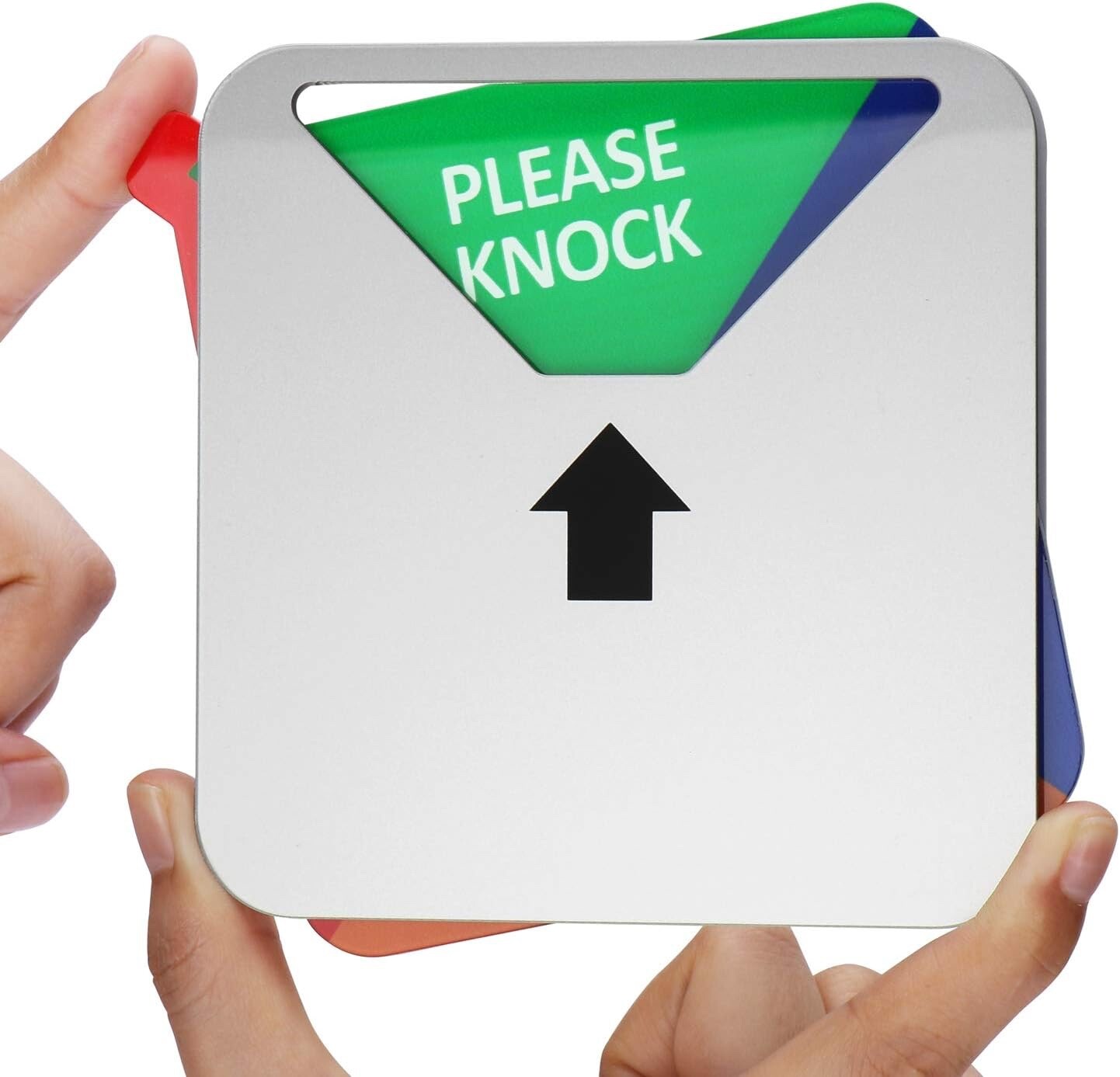 Kichwit Privacy Sign, 4 Messages, Square Shaped, 4.9 Inch, Silver