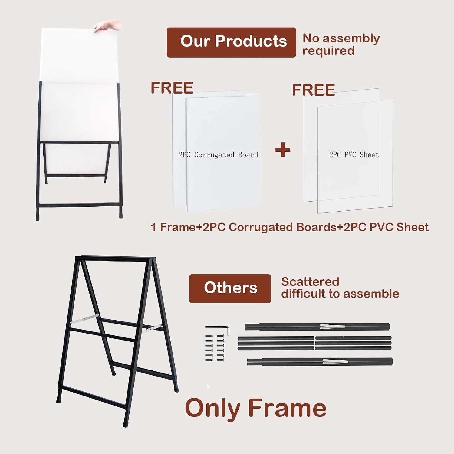 A Frame Sidewalk Sign 24×36 inches Sandwich Board Signs Outdoor Heavy Duty Do…