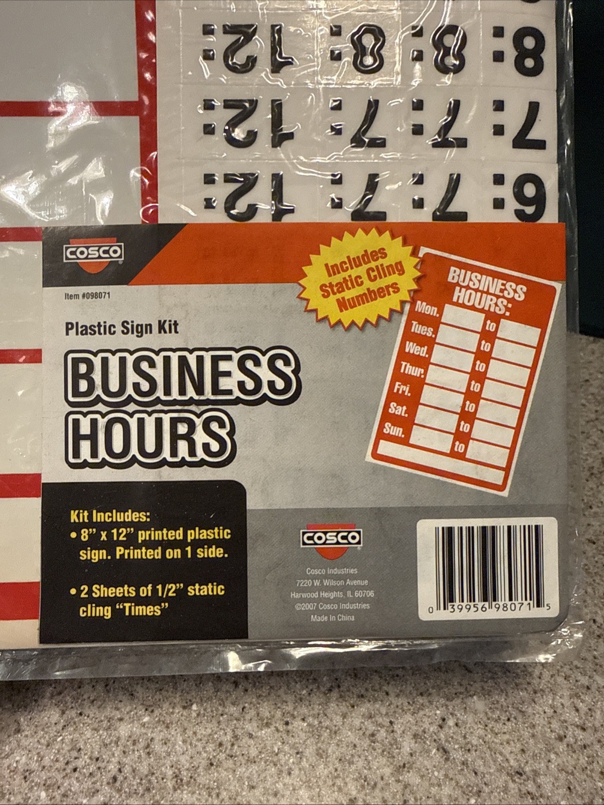 COSCO Lightweight 8&Prime; x 12&Prime; Business Hours Sign Kit – Easy Setup for Businesses