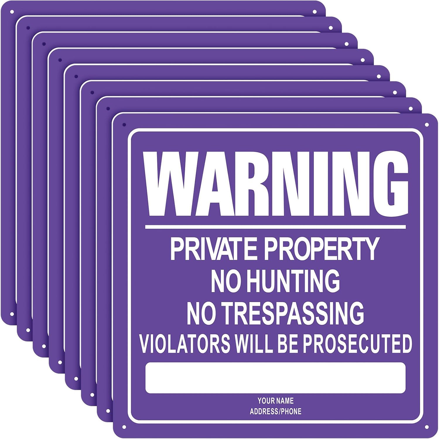 8-Pack 12&Prime;x12&Prime; Reflective No Trespassing Aluminum Signs – Outdoor Use