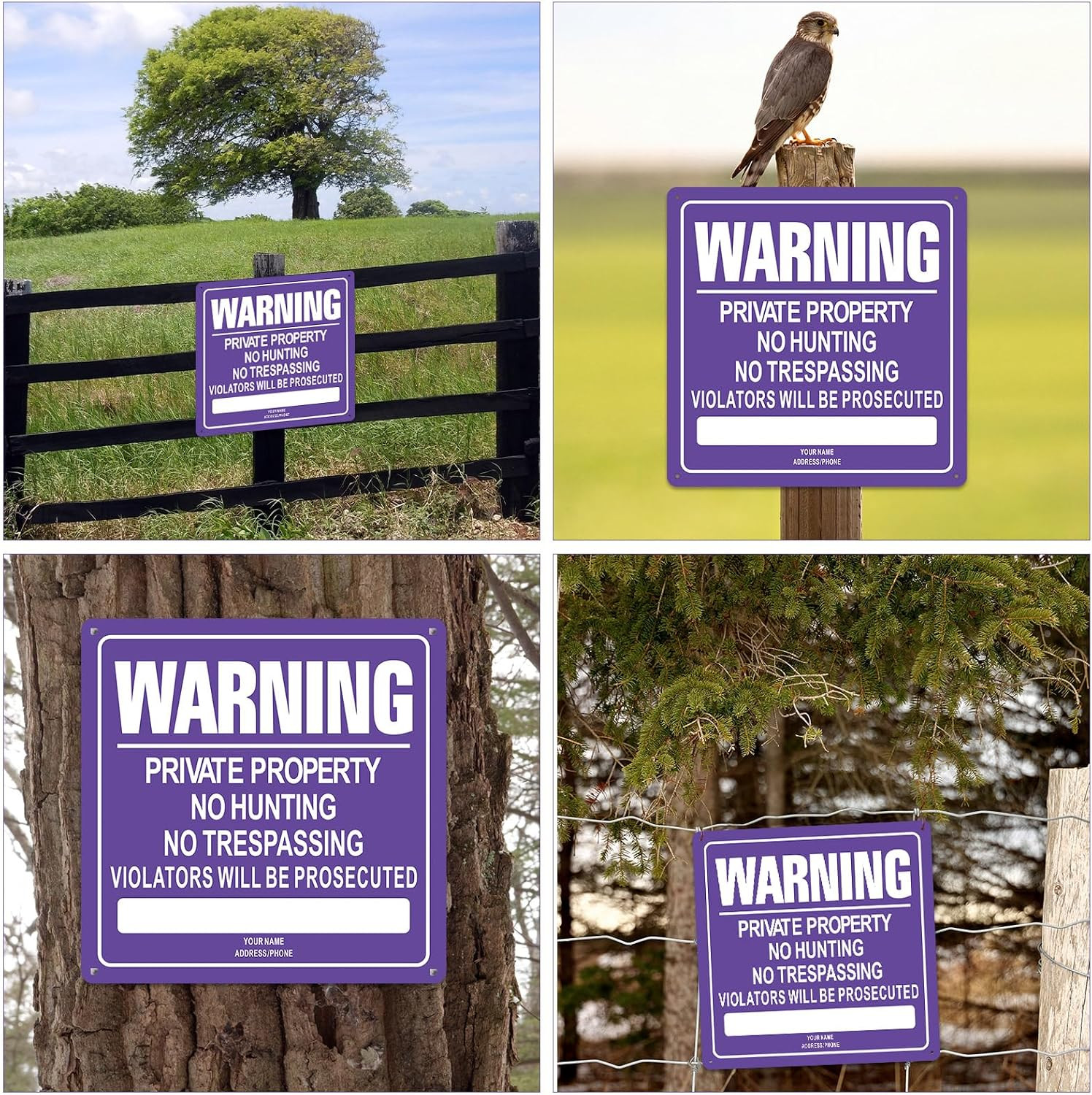 8-Pack 12&Prime;x12&Prime; Reflective No Trespassing Aluminum Signs – Outdoor Use